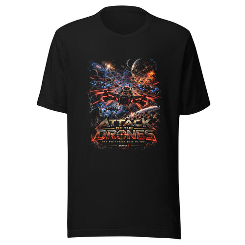 Attack of the Drones T-Shirt in black, full-colour front print
