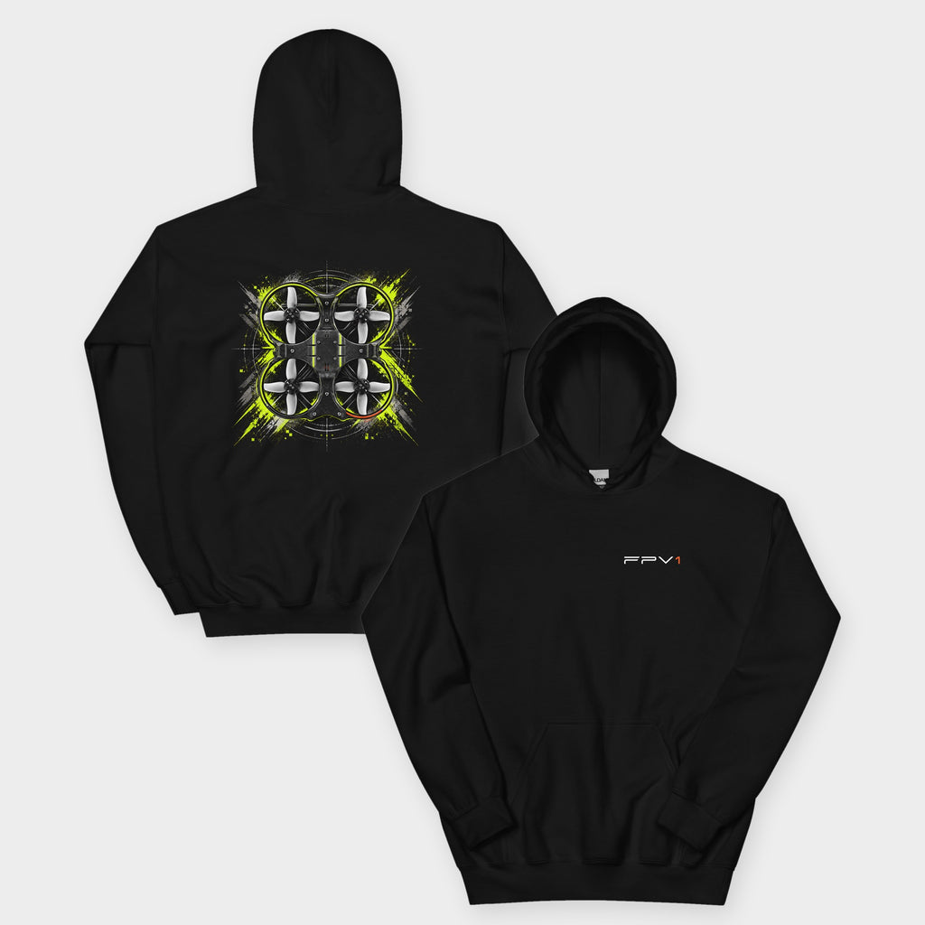Cinewhoop Hoodie in Black – front and back
