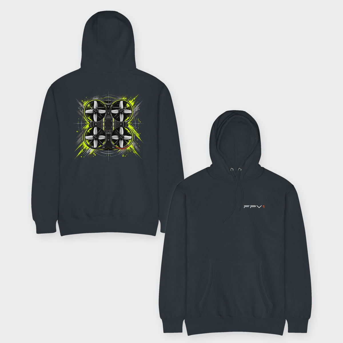 Cinewhoop Hoodie – Premium in Navy – front and back