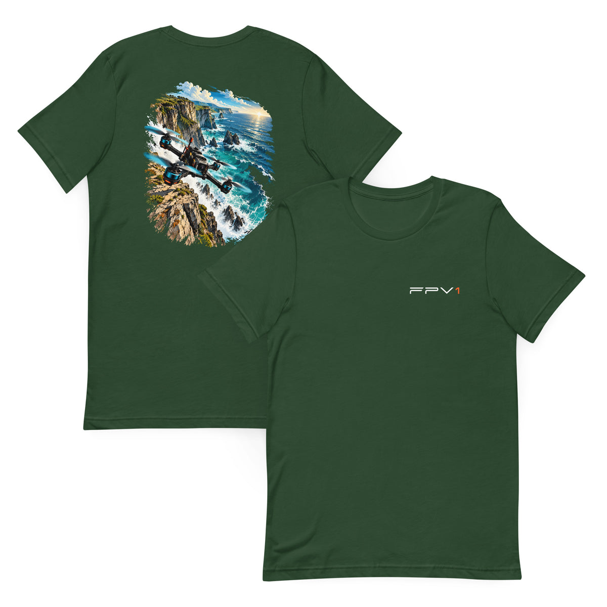 Coastal Cliff T-Shirt in Forest – front and back