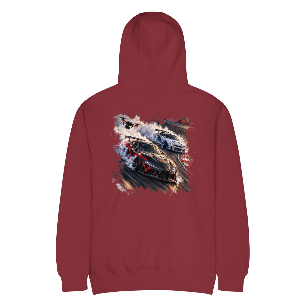 Drift Drone Hoodie – Premium in Burgundy – back