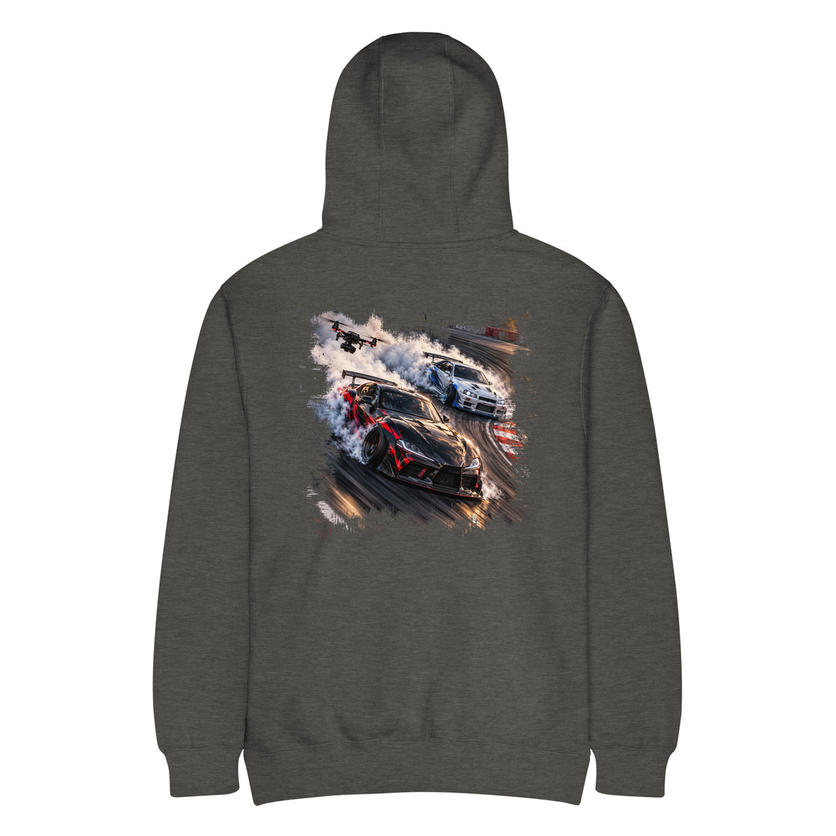 Drift Drone Hoodie – Premium in Charcoal Heather – back