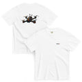 FPV1 Drone Back Heavyweight T-Shirt – White – front and back