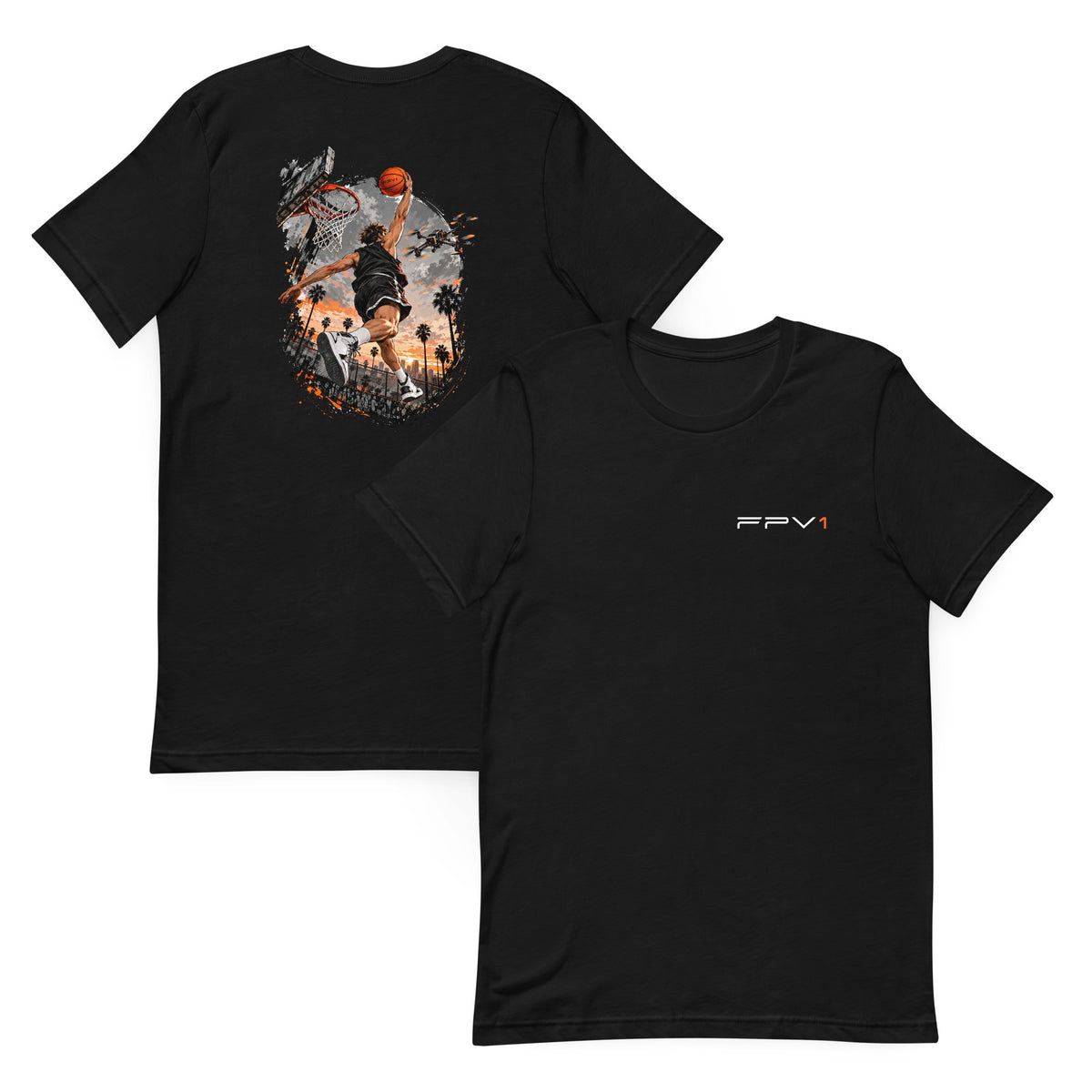 Dunk Drone T-Shirt in Black – front and back