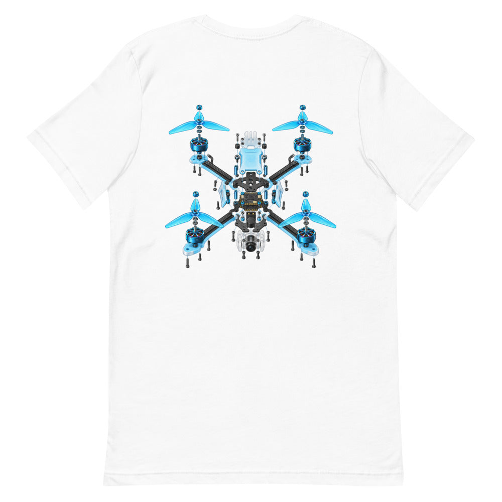 Exploded Drone T-Shirt in White – back