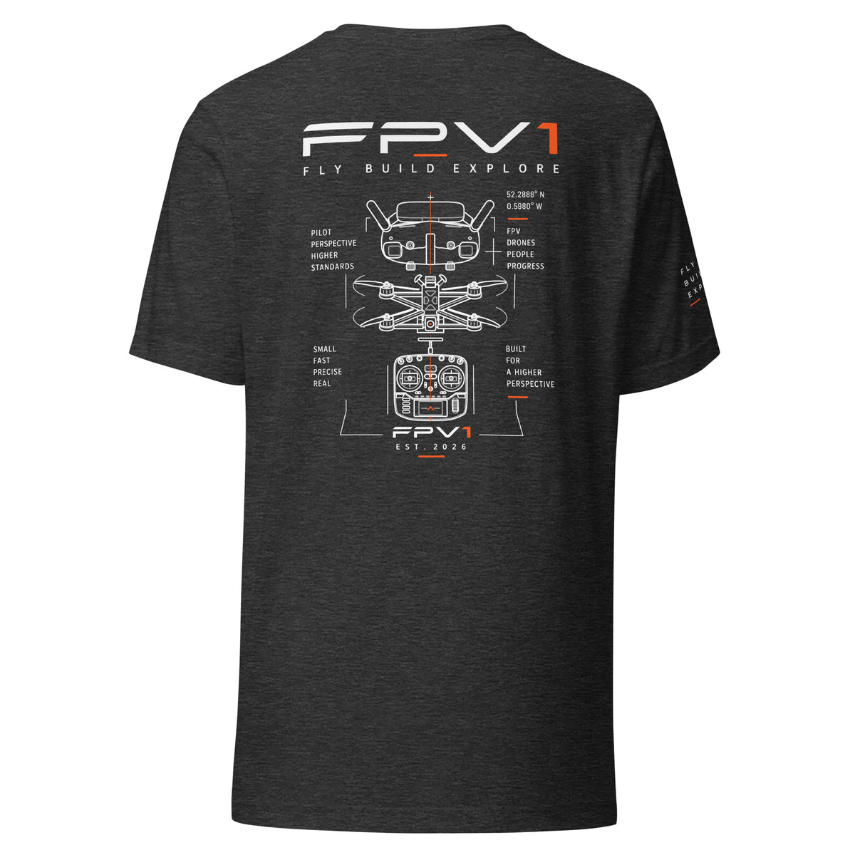 FLY BUILD EXPLORE T-Shirt in dark grey heather – back