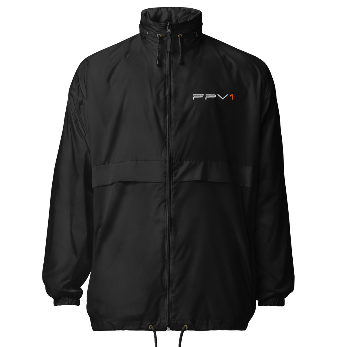 FPV1 Embroidered Windbreaker in Black – front