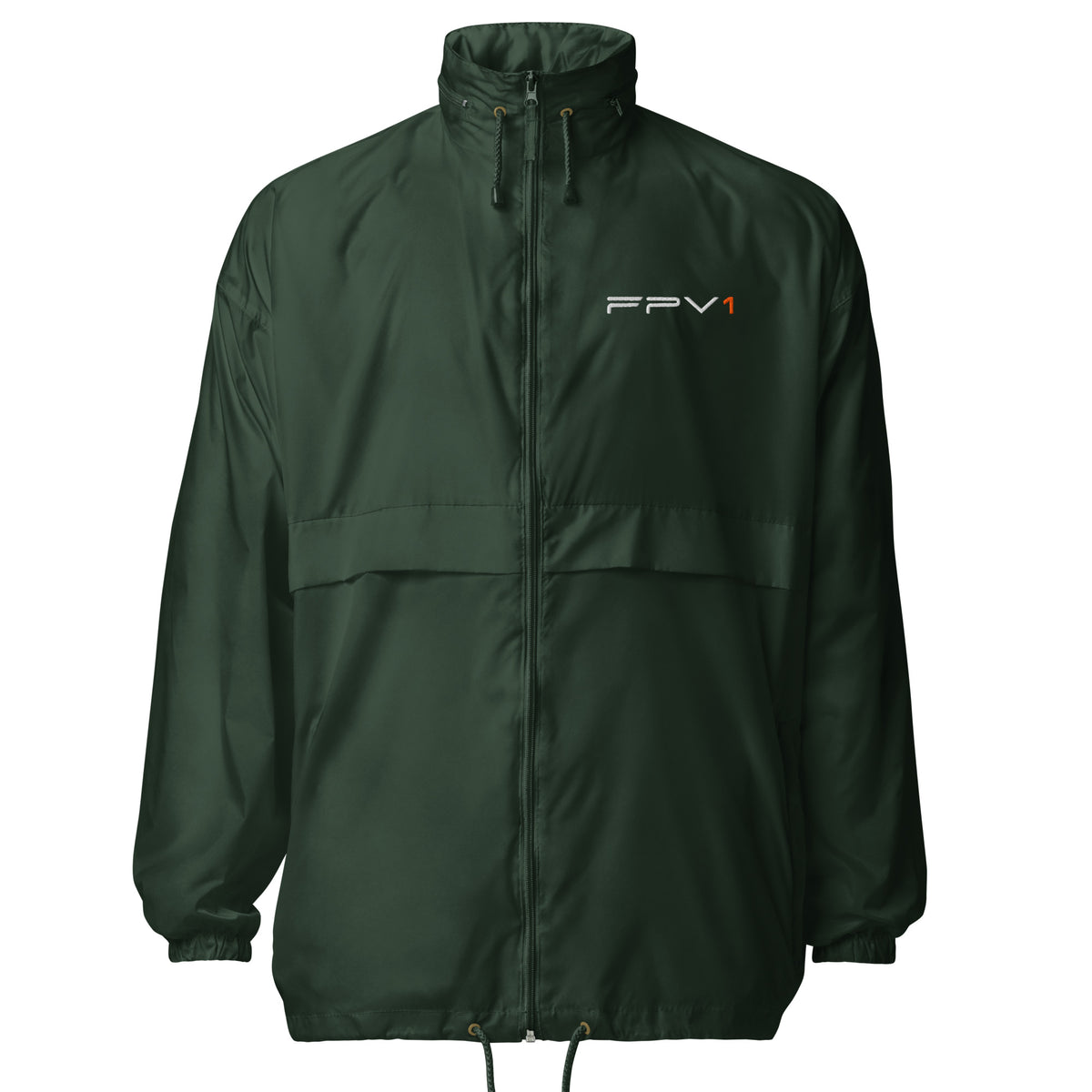 FPV1 Embroidered Windbreaker in Forest Green – front