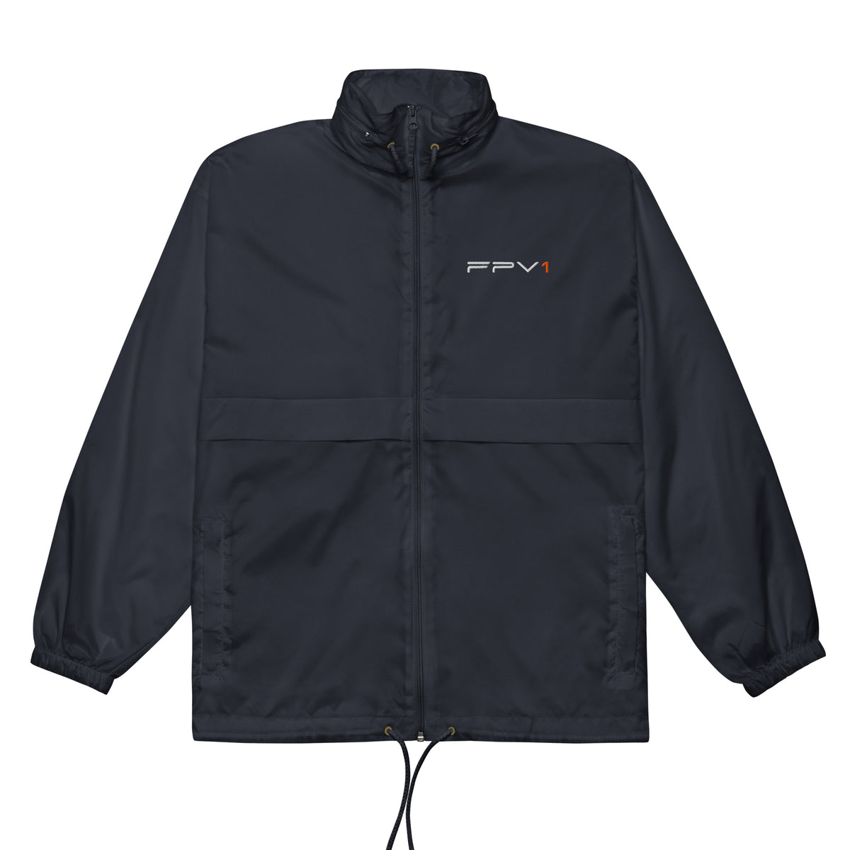 FPV1 Embroidered Windbreaker in Navy – front, flat lay