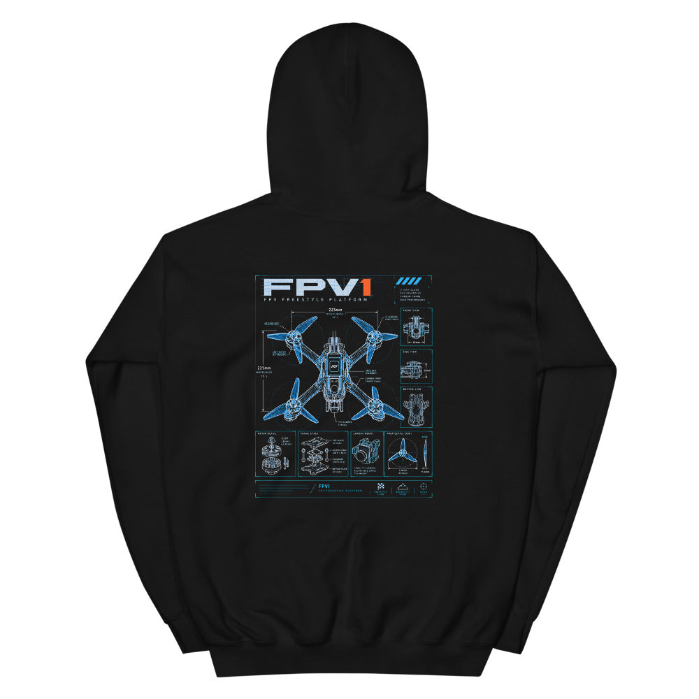 FPV1 Freestyle Hoodie in Black – back