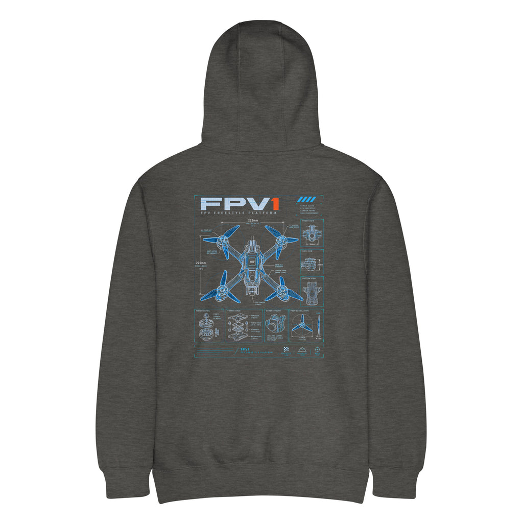 FPV1 Freestyle Hoodie – Premium in Charcoal Heather – back