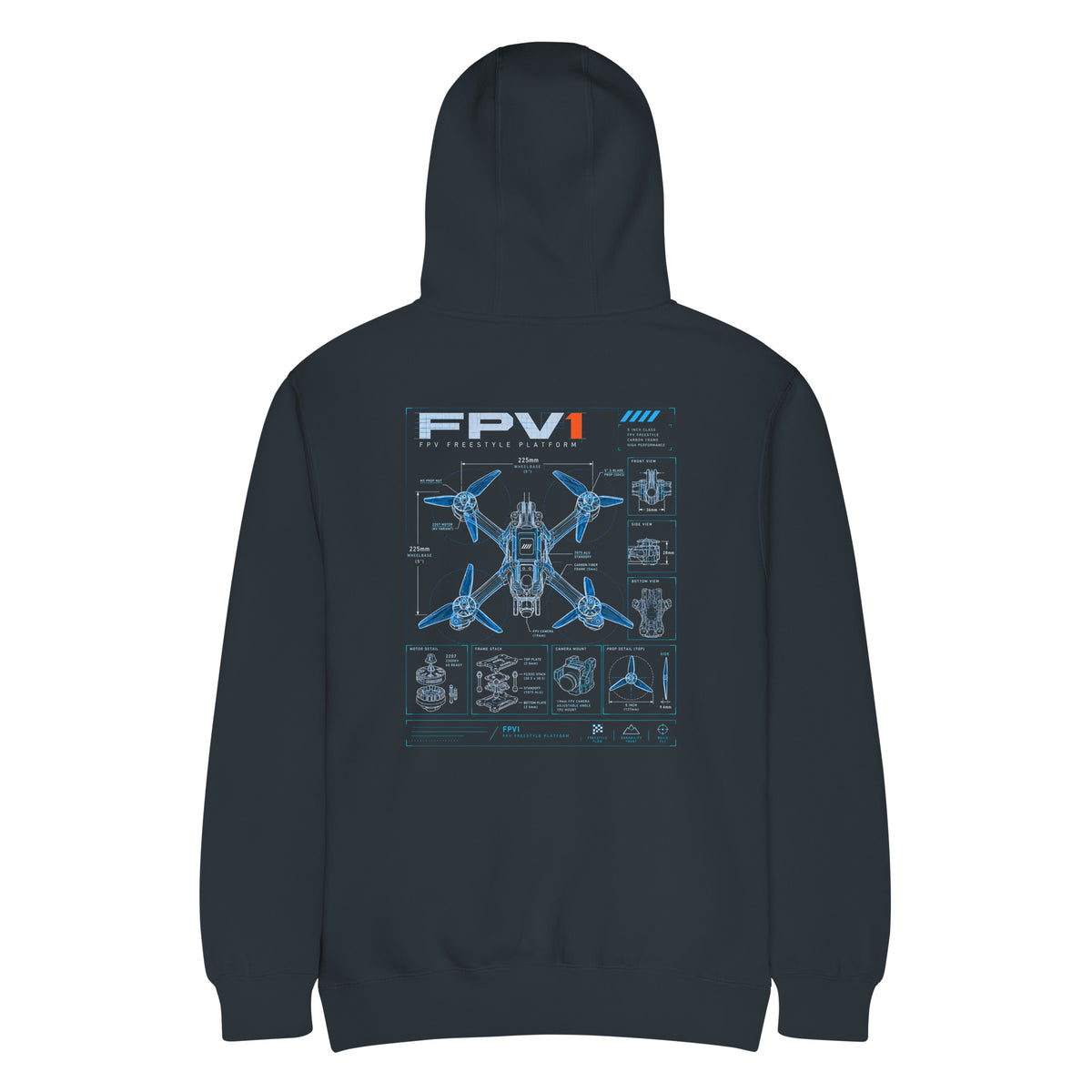 FPV1 Freestyle Hoodie – Premium in Navy – back