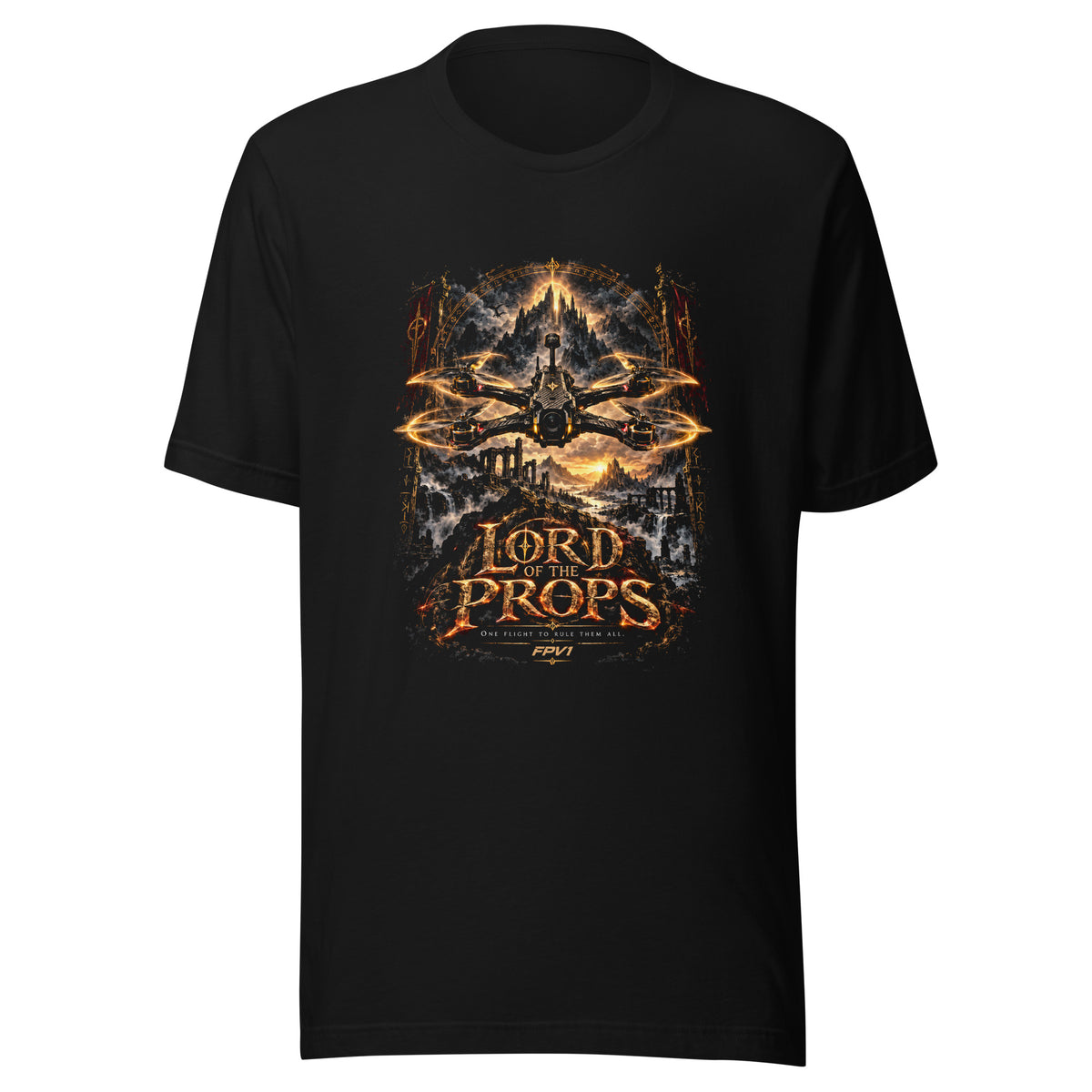 Lord of the Props T-Shirt in black, full-colour front print