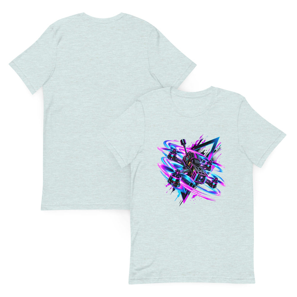 Neon Quad T-Shirt in heather prism ice blue – front and back