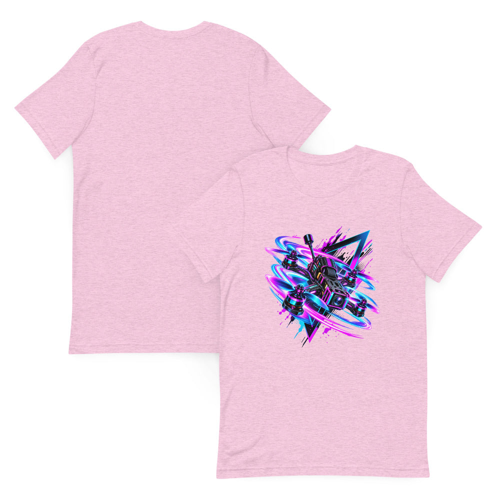Neon Quad T-Shirt in heather prism lilac – front and back