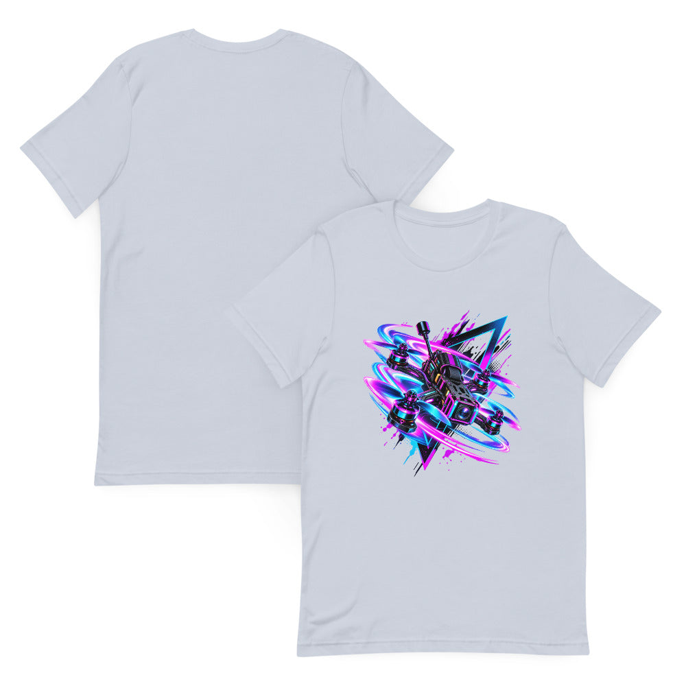 Neon Quad T-Shirt in light blue – front and back
