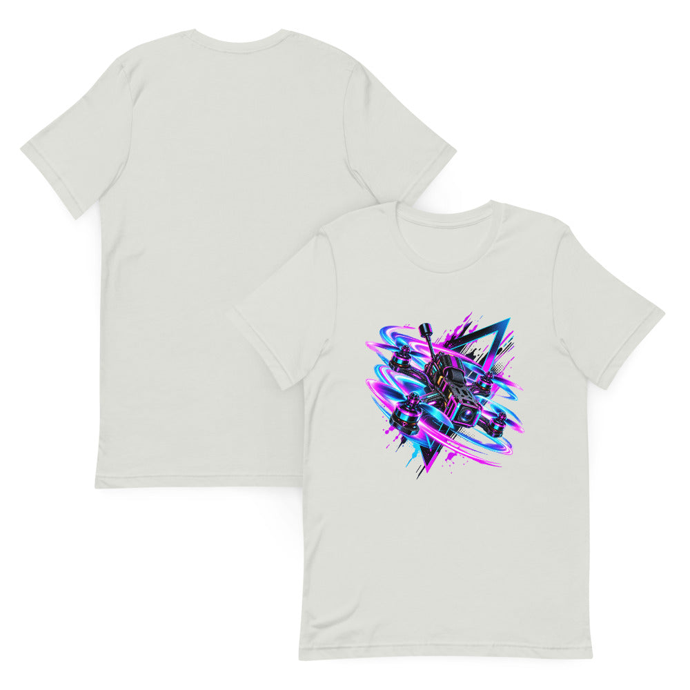 Neon Quad T-Shirt in silver – front and back