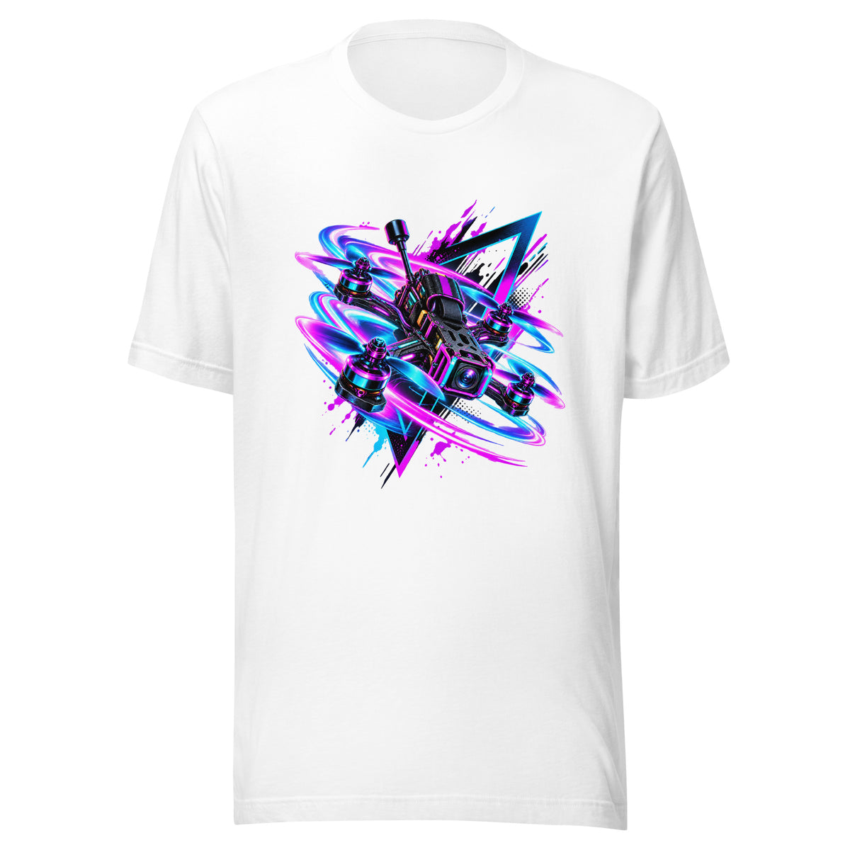 Neon Quad T-Shirt in white – neon pink and blue quad front print