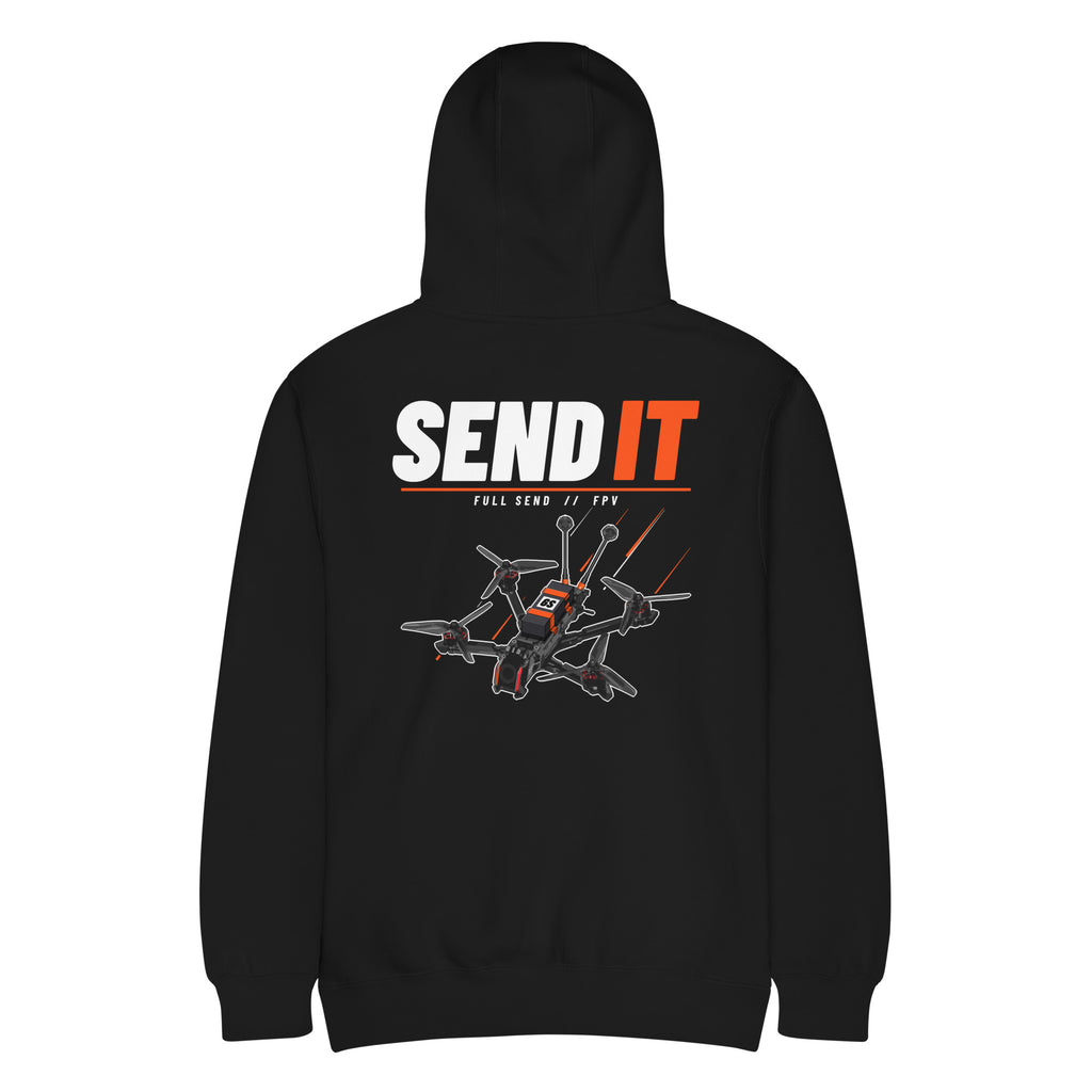SEND IT Drone Hoodie – Premium in Black – back