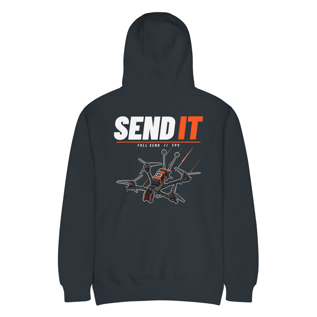 SEND IT Drone Hoodie – Premium in Navy – back