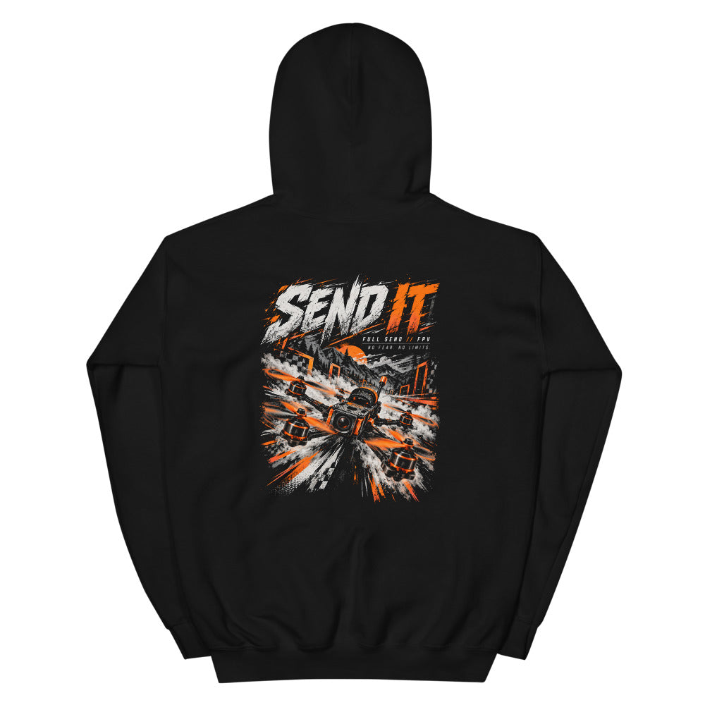 SEND IT FPV Division Hoodie in Black – back