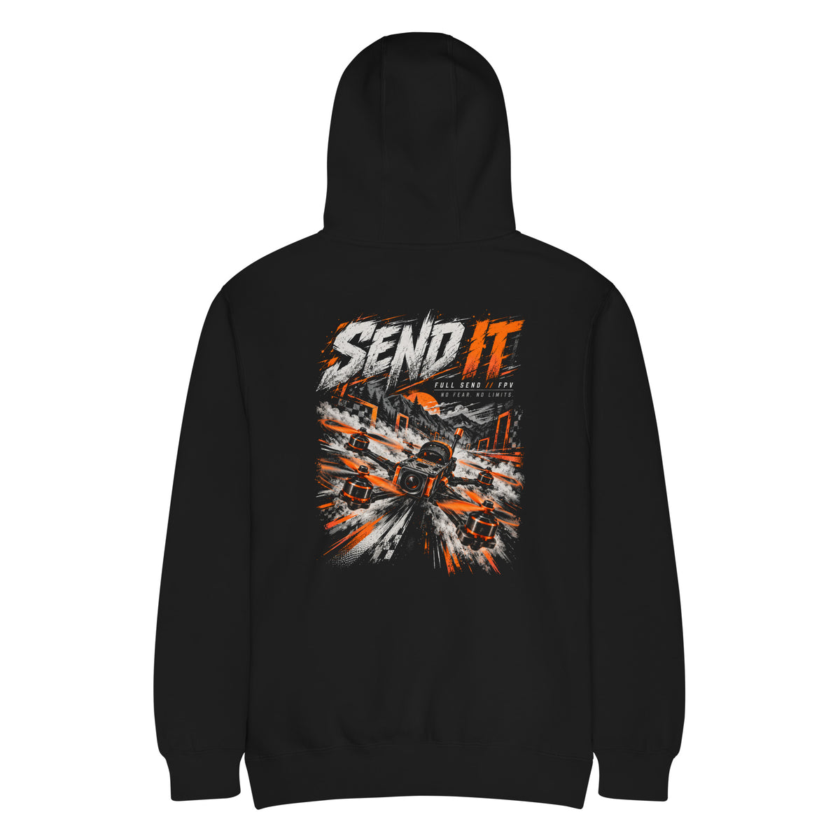 SEND IT FPV Division Hoodie – Premium in Black – back