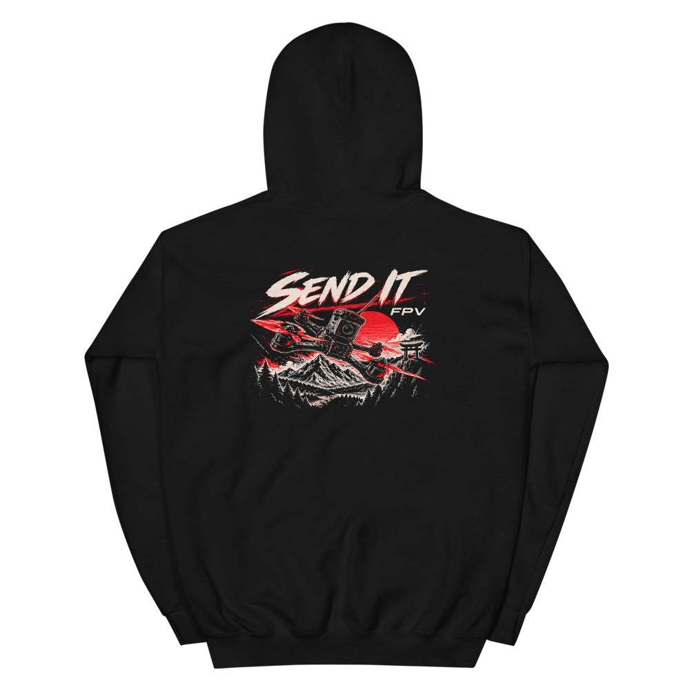 SEND IT FPV Hoodie in Black – back