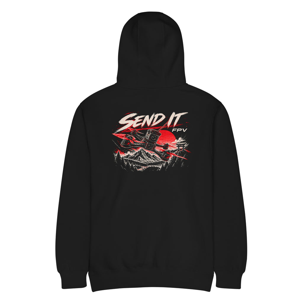 SEND IT FPV Hoodie – Premium in Black – back