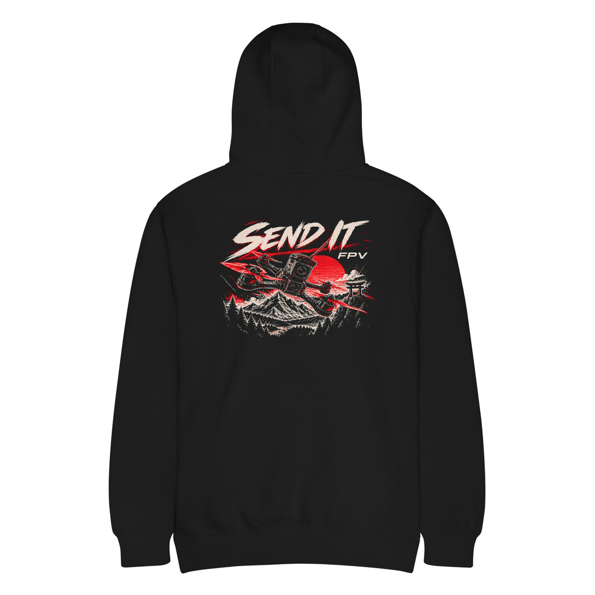 SEND IT FPV Hoodie – Premium in Black – back