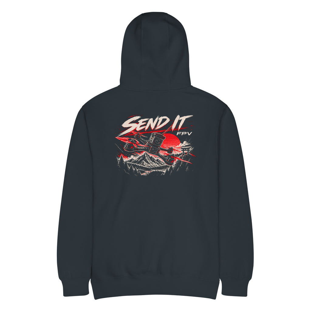SEND IT FPV Hoodie – Premium in Navy – back