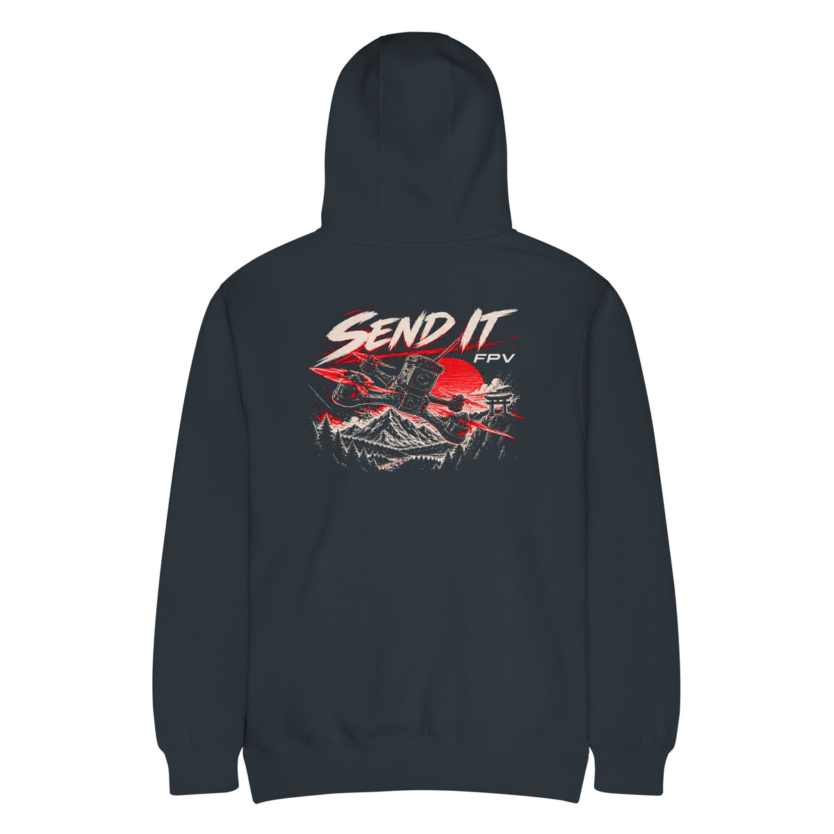 SEND IT FPV Hoodie – Premium in Navy – back