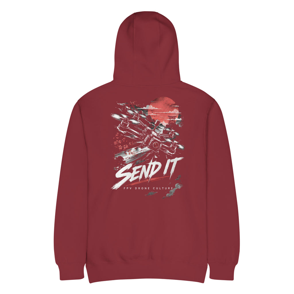 SEND IT Hoodie – Premium in Burgundy – back