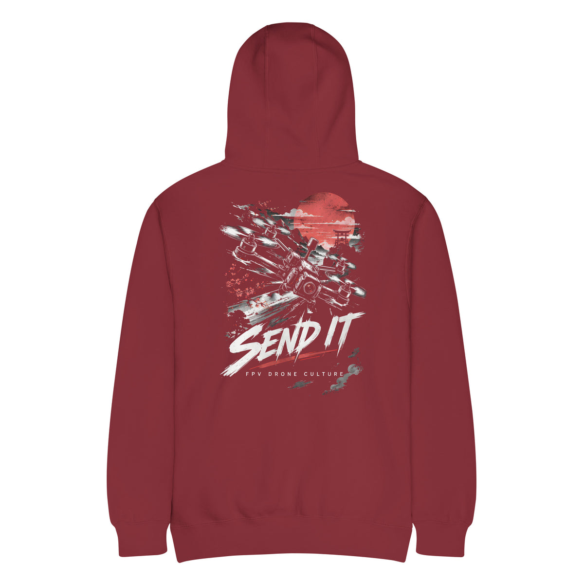 SEND IT Hoodie – Premium in Burgundy – back