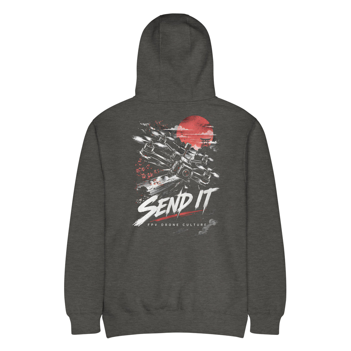 SEND IT Hoodie – Premium in Charcoal Heather – back