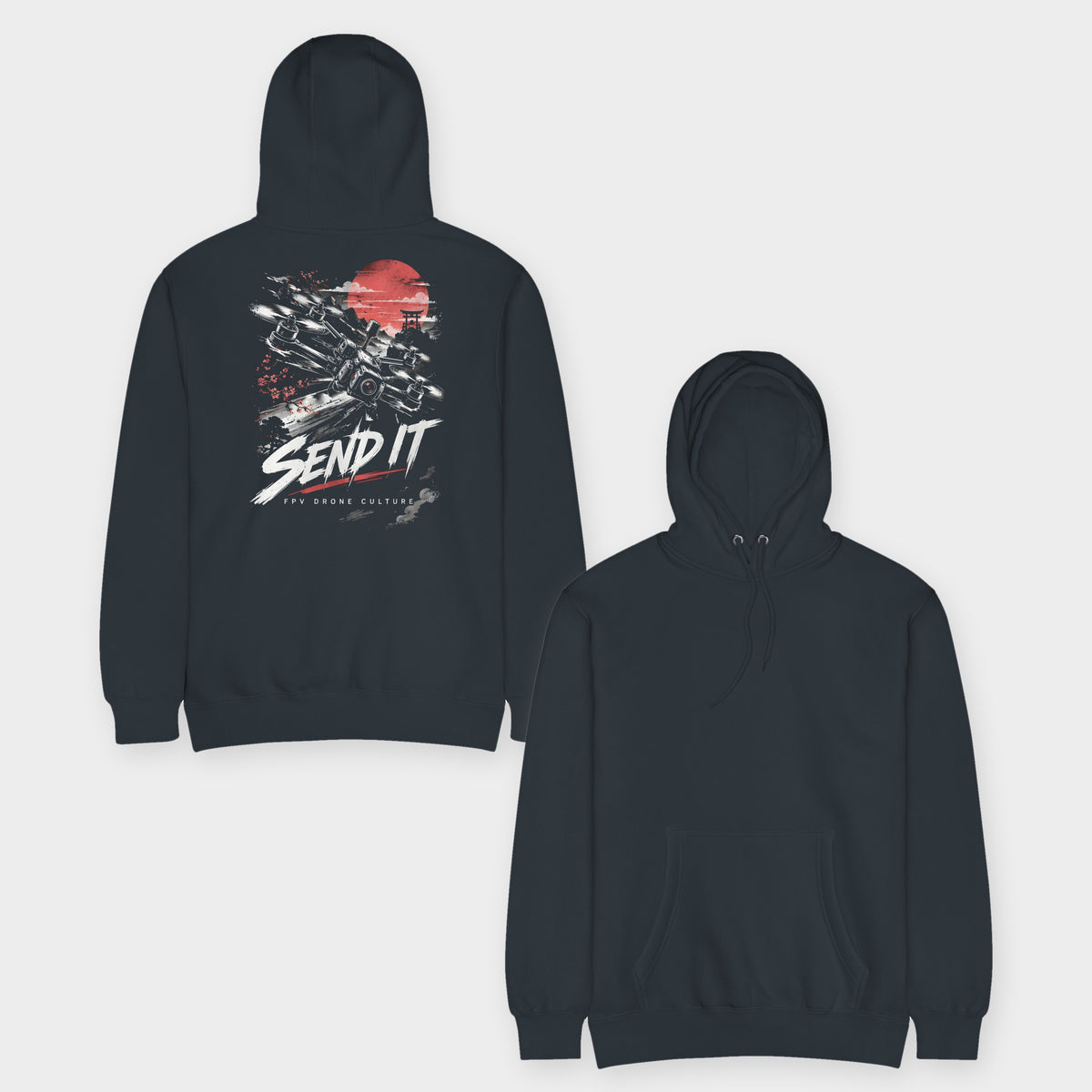 SEND IT Hoodie – Premium in Navy – front and back
