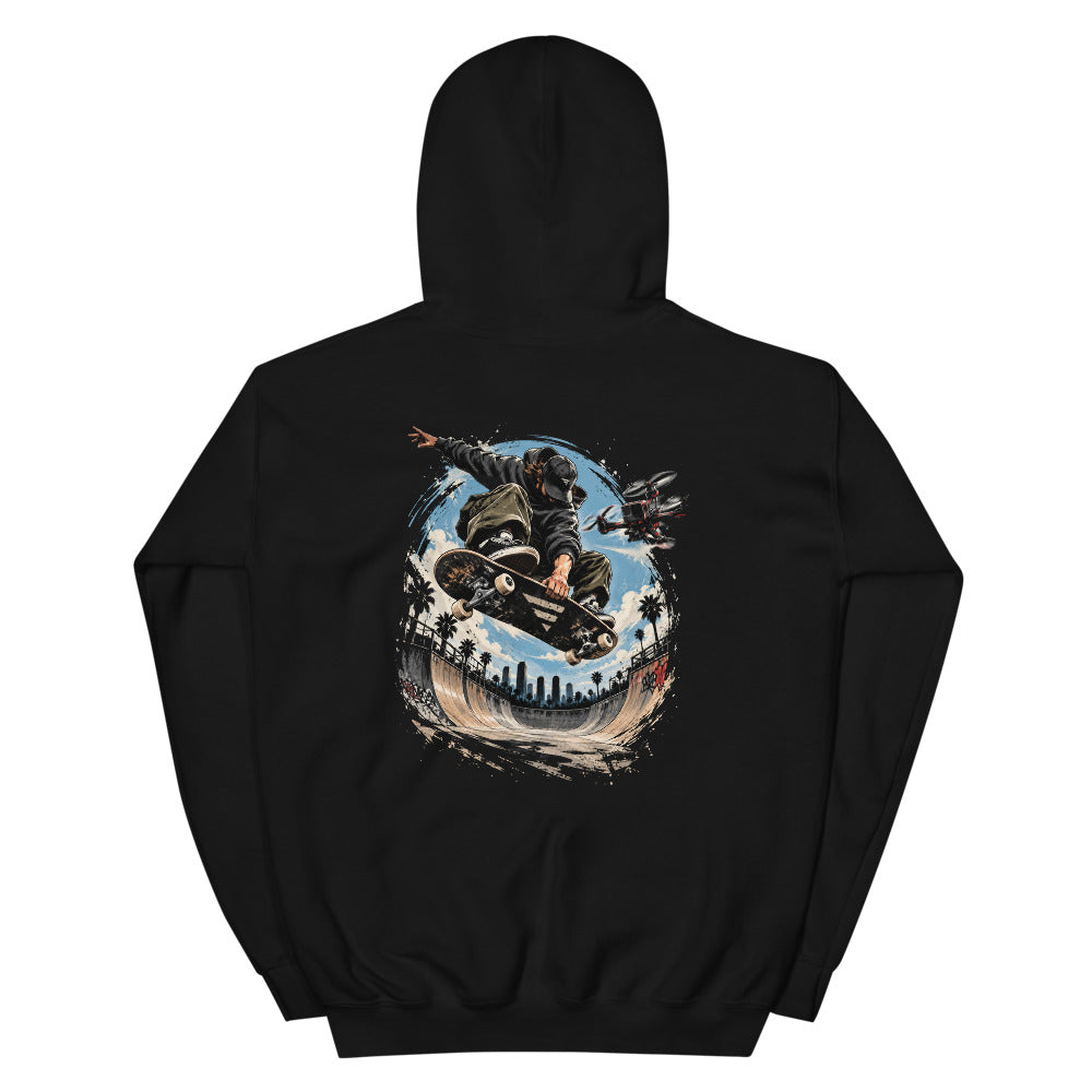 Skate Drone Hoodie in Black – back