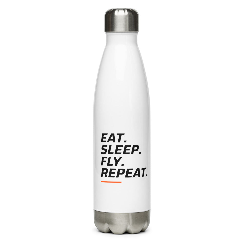FPV1 Water Bottle - White - Eat. Sleep. Fly. Repeat.