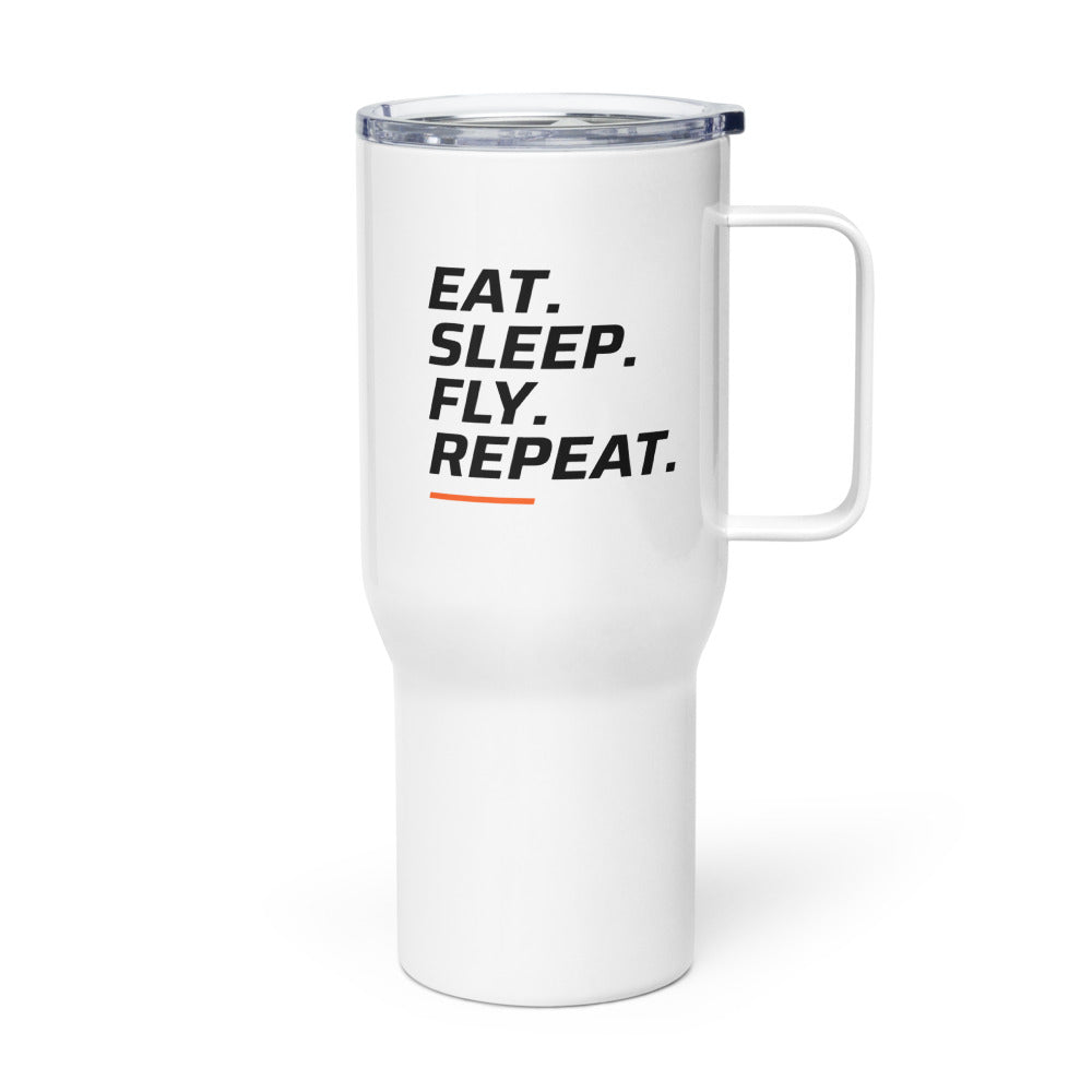FPV1 Travel Mug 25oz - Eat. Sleep. Fly. Repeat. (handle on right)