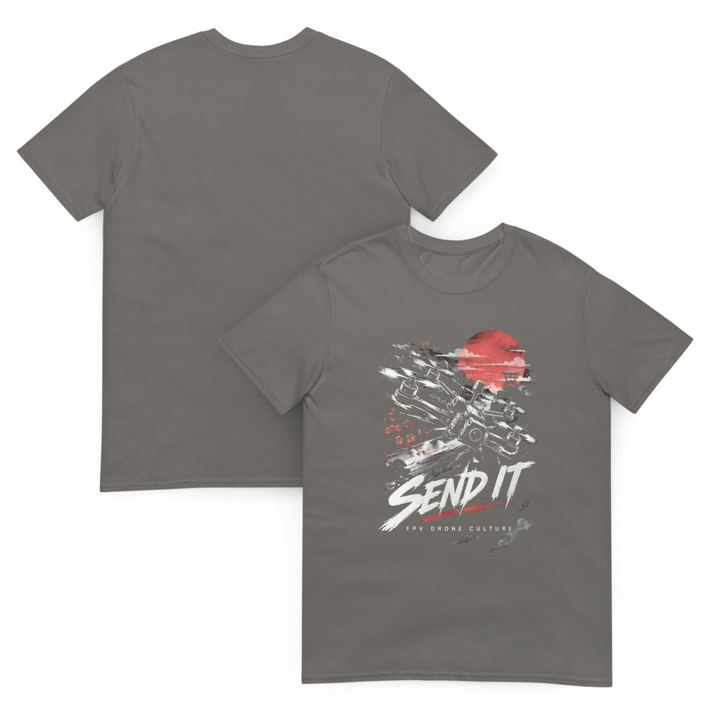 SEND IT T-Shirt – Charcoal – front and back