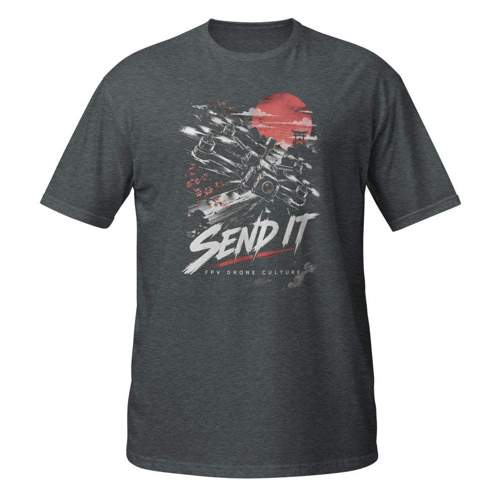 SEND IT T-Shirt in dark heather – front