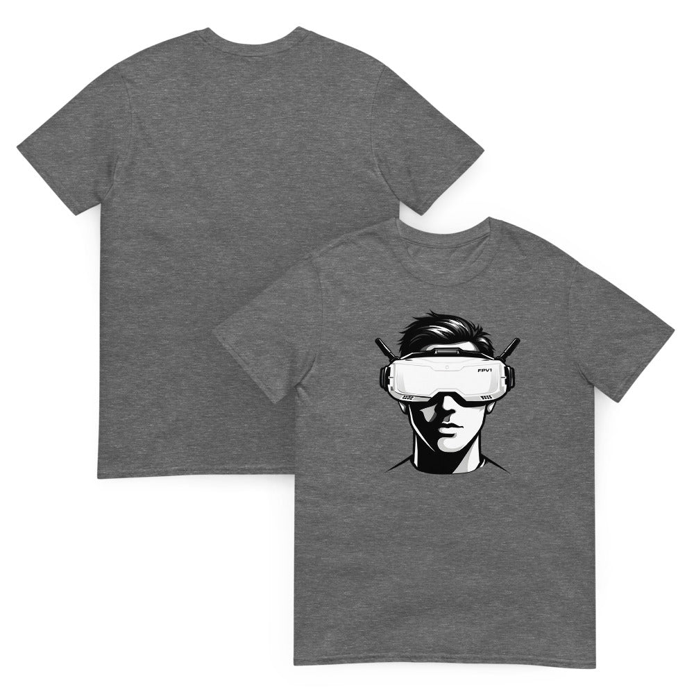 FPV1 Goggles T-Shirt – Graphite Heather – front and back