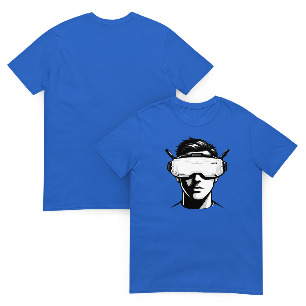 FPV1 Goggles T-Shirt – Royal – front and back