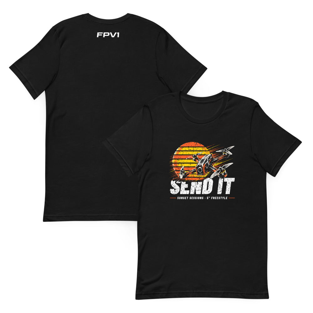 Sunset Tee – Black – front and back