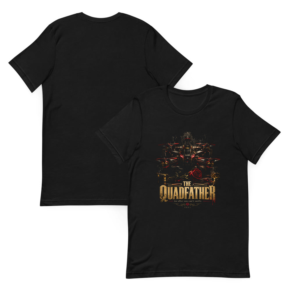 The Quadfather T-Shirt – Black – front and back