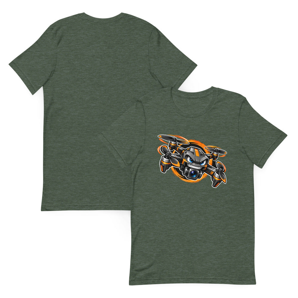 Angry Quad T-Shirt – Heather Forest – front and back