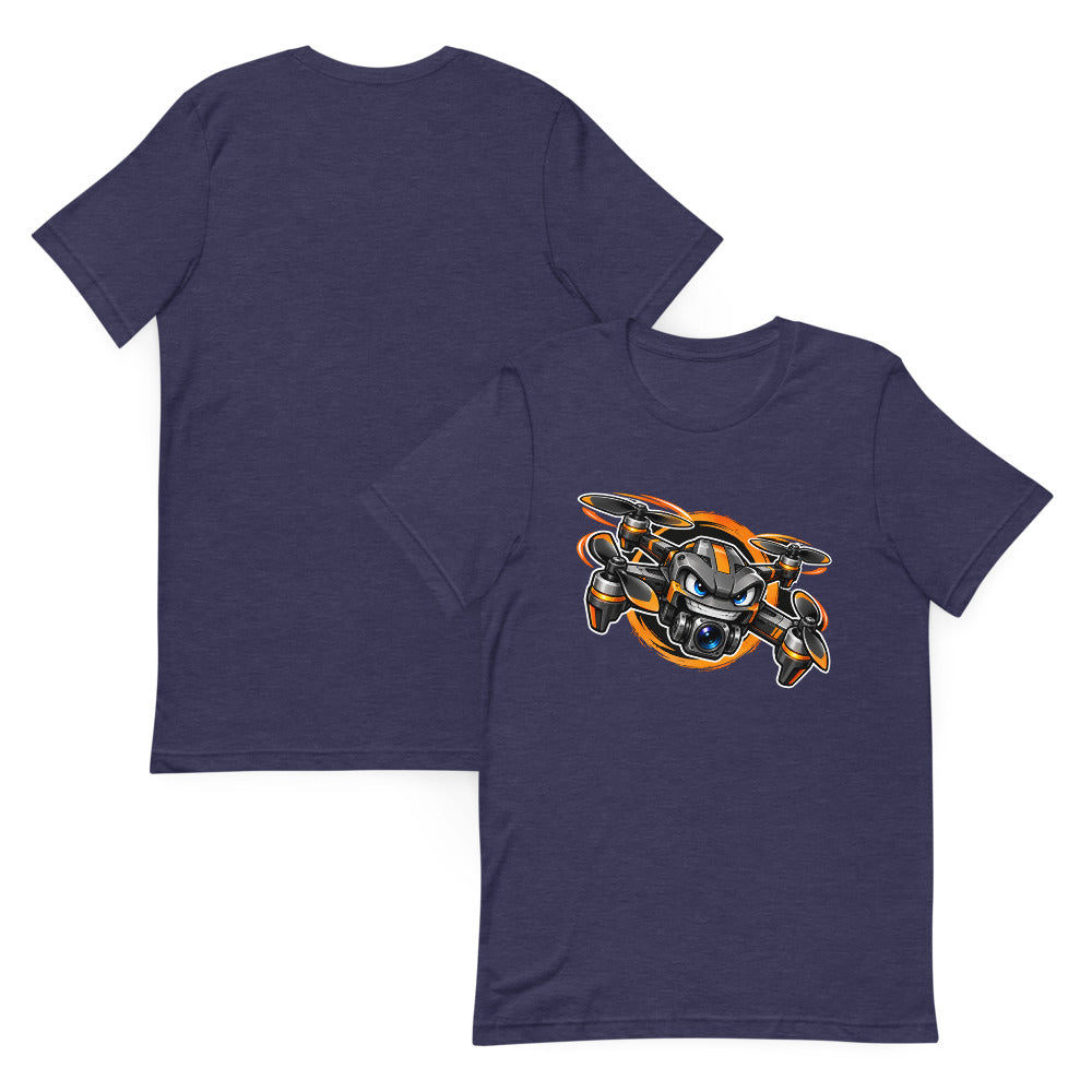 Angry Quad T-Shirt – Heather Midnight Navy – front and back