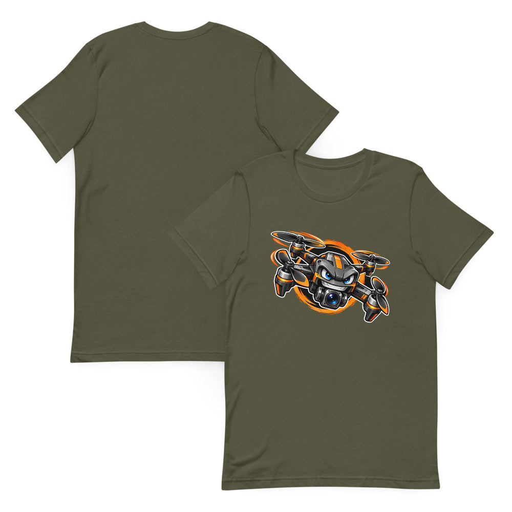 Angry Quad T-Shirt – Military Green – front and back